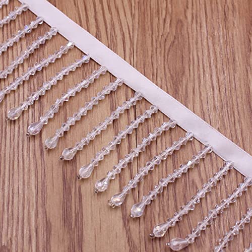 1 Yard Silk Tassel Fringe Trim Pearl Beaded Lace Diy Craft Curtain Clothes Decorated Fabric Ribbon Trimming Black/White #TOP3
