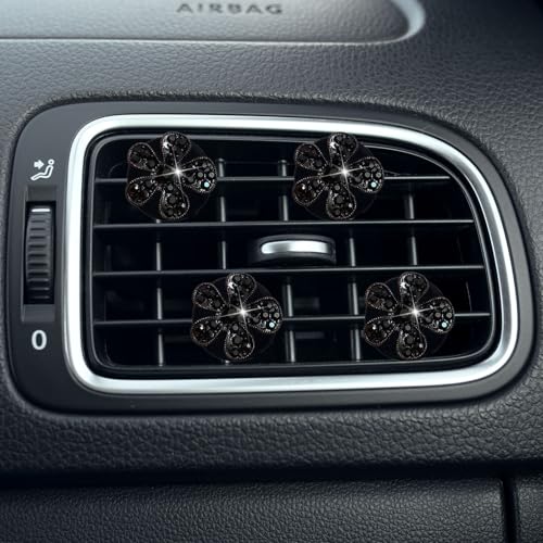 Image of 5 Pcs Car Vent Clip,Bling Flower Air Fresheners Vent Clips,Car Diffuser Rhinestone Car Interior Decoration Charm Accessories