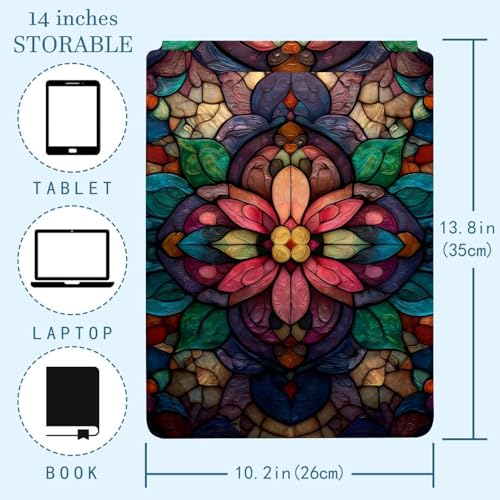 Funda para portátil de 35 x 25,9 cm negra con flores oscuras retro 4