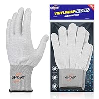 EHDIS 1 Paar Microfaser Handschuhe, Car Wrapping Verklebe-Handschuhe, nahtlos & fusselfrei, Weiß Arbeitshandschuhe für Montage, Car Wrap Folierung Vollverklebung, Fensterfolie, Grau