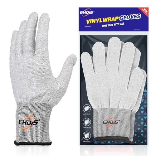 EHDIS 1 par Guantes de Trabajo Profesionales, Guantes de Montaje Antideslizantes sin Costuras, para Instalación de Vinilo, El Transporte, Horticultura, (Nylon y Poliuretano), Negro
