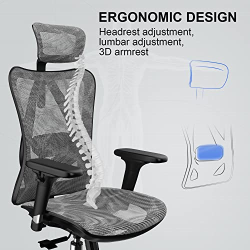 Image of SIHOO M57 Ergonomic Office Chair, Mesh Back Desk Chair with 3D Armrests
