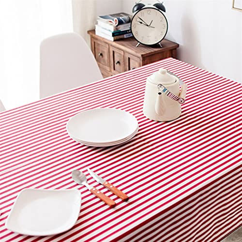 Nappes à rayures lavable coton rouge blanc nappe anti-tache - 6