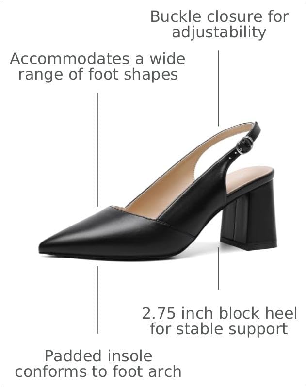 Image of Mostrin Kitten Heels for Women Slingback Pointed Closed Toe Heels Women's Pumps Shoes for Wedding, Party, Commuting