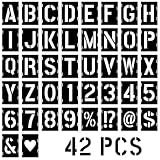Lot de 42 Pochoirs Lettres et Chiffres Emboîtables, Pochoir Alphabet Réutilisable, Plastique Lavable pour Peinture, Bricolage, Panneaux en Bois etc (10cm)
