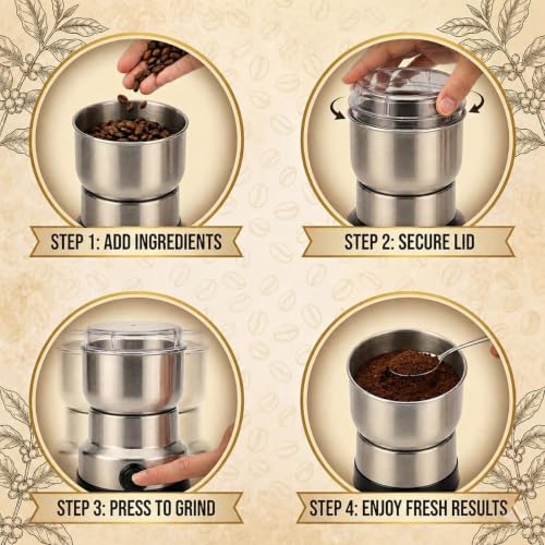 Image of KASHTHABHANJAN PHARMA Nima Mixer Grinder Smash Machine Stainless Steel Multifunctional Electric Grinder & Chopper Dried Spice Hurbal Masala Coffee Beans, Nuts & Grains (Silver)