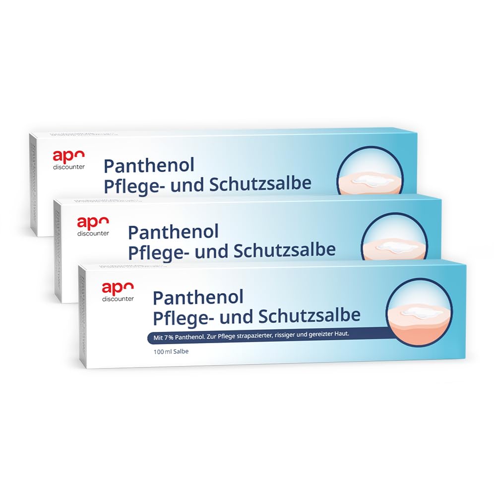apodiscounter Panthenol Pflege- und Schutzsalbe (3x 100 ml) - mit Panthenol & Vitamin E - für Empfindliche, Rissige & Gereizte Haut