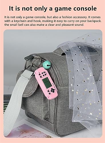 CZT Mini Ziegel Konsole Kreative Schlüsselanhänger Retro Block Konsole Rucksack Hängende Schmuck mit 26 Spiele für Freizeit und Puzzle Kinder Geschenke Tragbare Pocket-Spielkonsole (Lila)