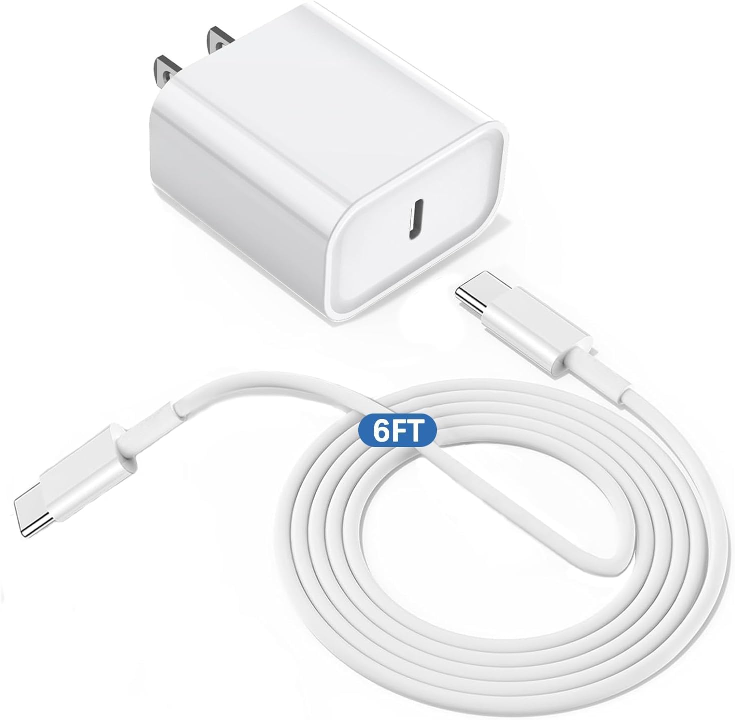 USB C iPad Pro 13 Charger, Type C Charger Fast Charging Brick Block with 6FT Long USB C to C Fast Charging Cable Cord for Apple iPad Pro 12.9/11 inch,iPad Air 6th/5th/4th,iPad Mini 6th,iPad 10