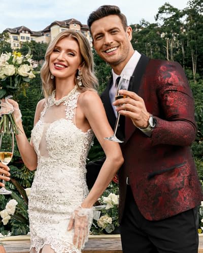 COOFANDY Men's Floral Tuxedo Jacket Jacquard Suit Jacket Slim Fit Blazer for Wedding, Prom, Dinner4