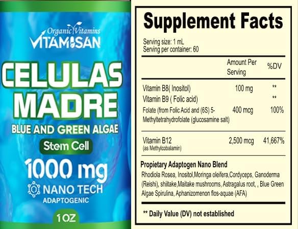 Miniatura 3 de Celulas Madres Soporte de células madre, a base de plantas, mezcla de adaptógenos, cordyceps, Rhodiola Rosea, Afa, astrágalo, complejo B, Reishi,