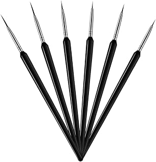 Nail Design Brushes - 6 Brushes in 3 Sizes, Acrylic Brush Set for Lines, DIY Nail Art Tools, Gel Nails Accessories, Eyeliner Brushes