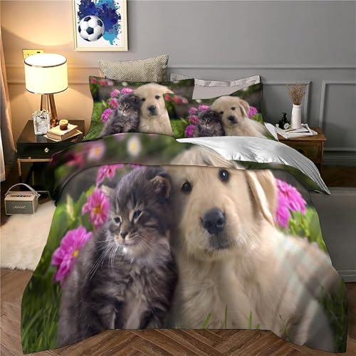 Parure chiot mignon 140x200 avec fermeture éclair super douce - 6