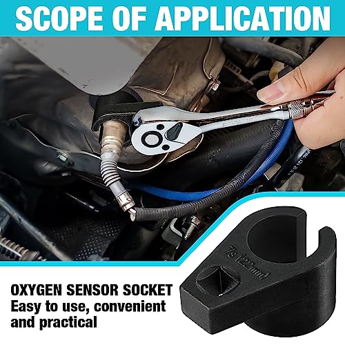 Image of DURATECH O2 Oxygen Sensor Socket 3 /8-Inch Drive x 7 /8-Inch (22mm), Offset Wrench Cr-Mo Steel, 6-Point Tool with Wire Gate