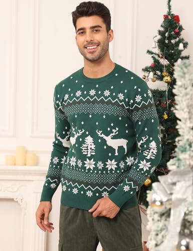 LecGee Christmas Sweater Couple Roundneck Reindeer Snowflakes Ugly Long Sleeve Knitted Sweater Pullover Slim Fit Men Women - Image 6