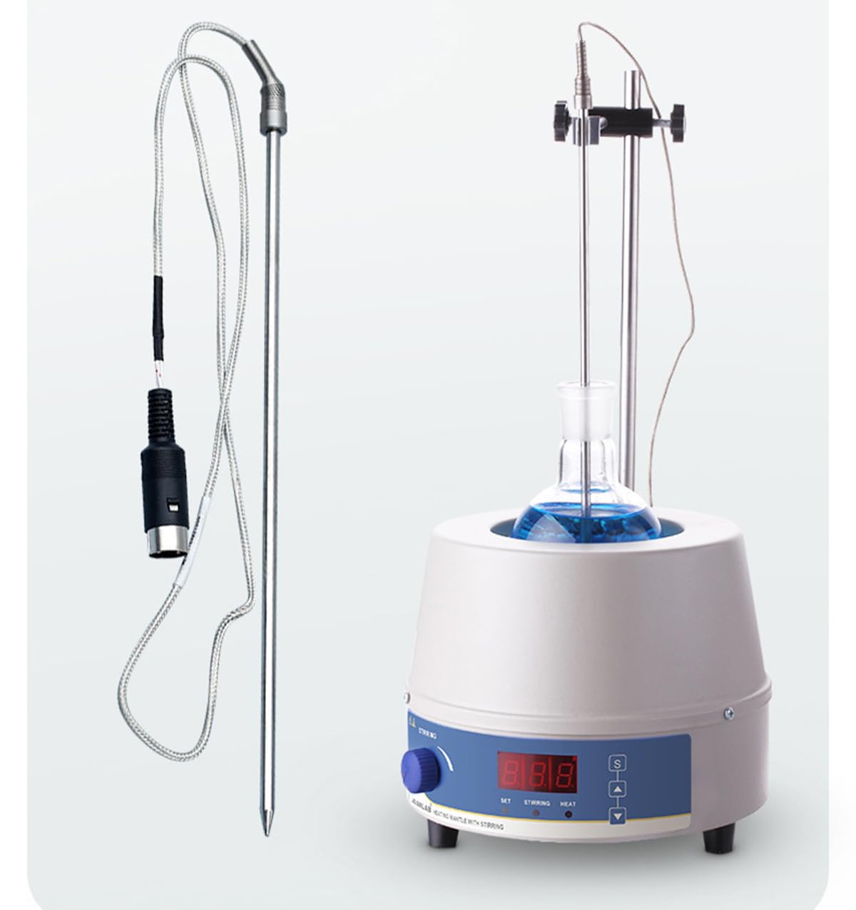 Manta Calefactora Eléctrica De Laboratorio con Agitador Magnético, Calentador Termostático De Laboratorio con Sonda De Control De Temperatura, Manta Calefactora De 500 Ml