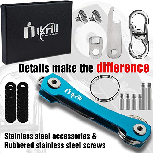 Smart Compact Key Holder & Key Organizer Keychain-Pro with Premium Accessories and Smart Key Ring/loop for Car Keys & Pocket Key Holder, Bottle Opener and Carabiner up to 20 Keys (Blue))