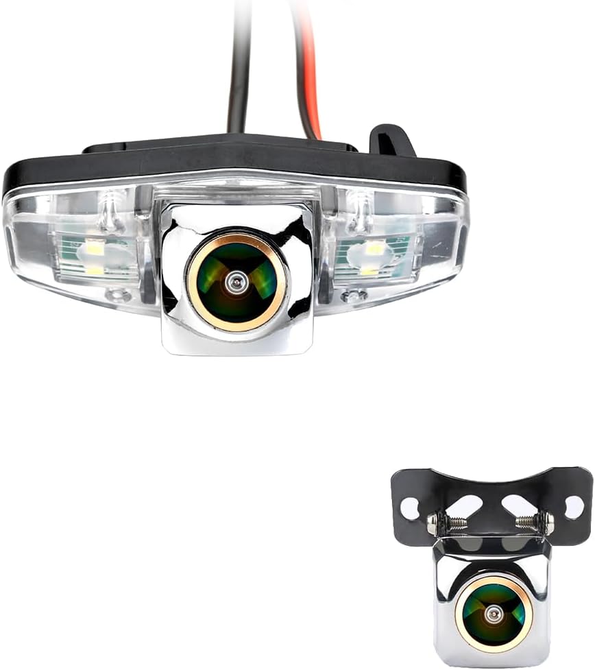 AHD 1080P/CVBS Car Rear/Front View Camera's Fisheye Lens License Plate Camera with RCA Cable & Vehicle Camera for Honda Accord/Inspire/Spirior/Civic VII VIII/City 4D & HD Silver Backup Camera