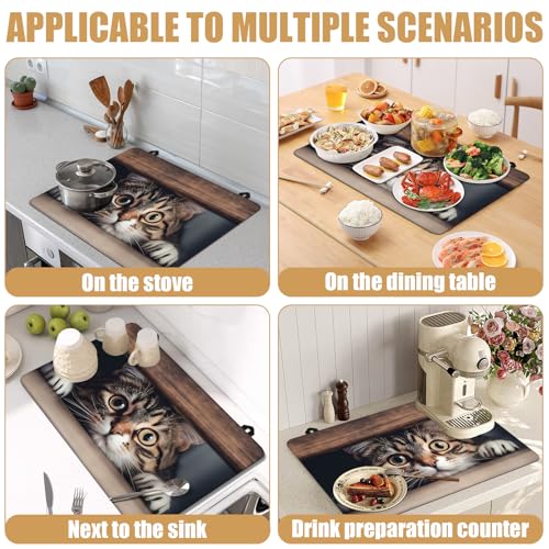 Image of Cute Cat Stove Top Covers for Electric Stove, Electric Gas Stove Pad Heat Resistant Range Cooktop Protector for Home Decor Kitchen 28 inchx20 inch