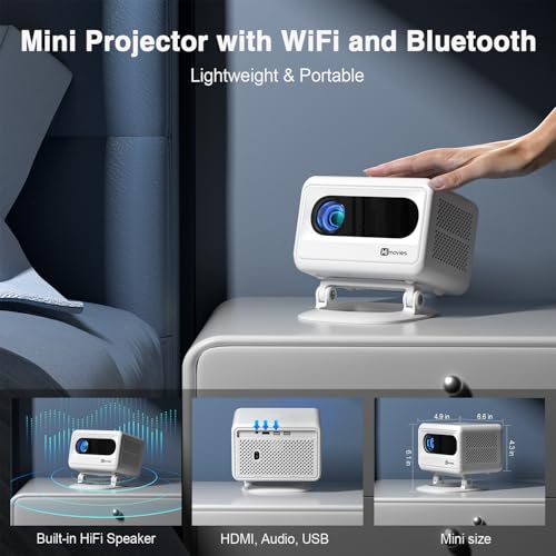 Image of 【Electric Focus & Native 1080P】VOPLLS 1080P Smart Projector with WiFi and Bluetooth, Auto Focus & Keystone Portable Outdoor Projector, VOPLLS 4K Support Home Movie Projector