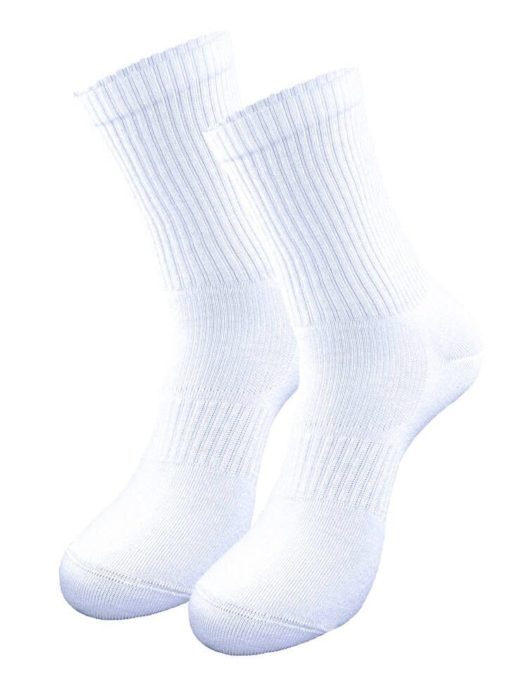 Image of Womens 2-Pack White Anti Stink Odor Resistant Seamless Cotton Moisture Wicking Crew Dress Socks, Size 6-10