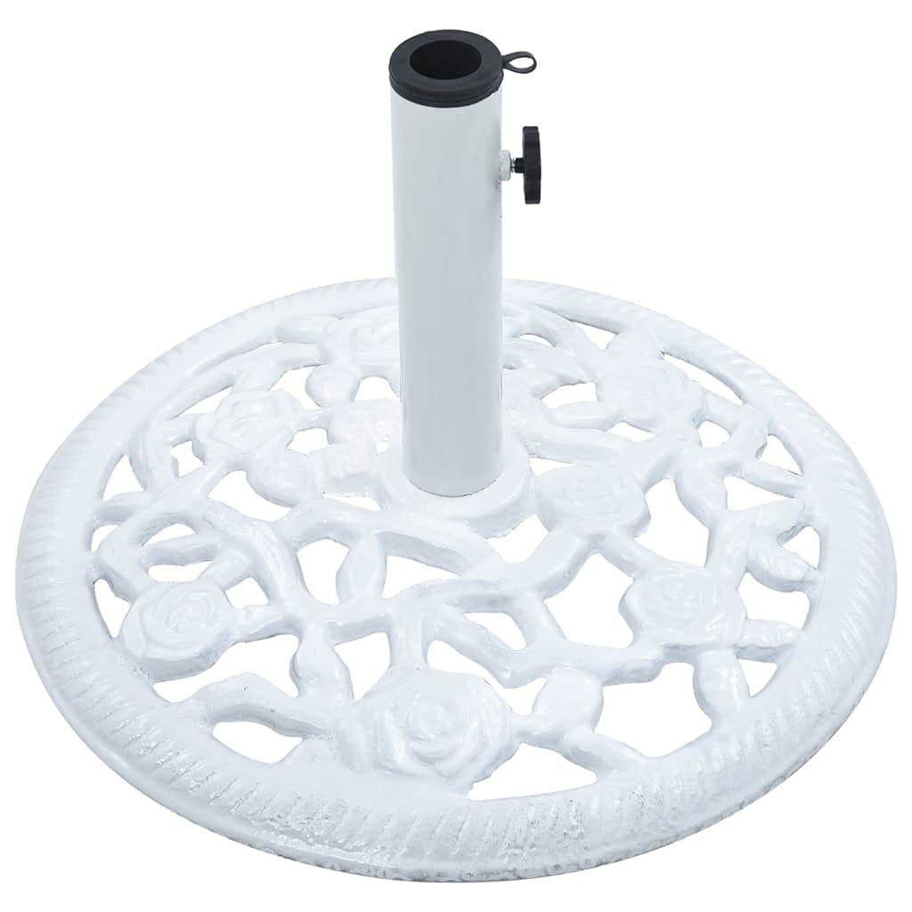 Socle de Parasol Blanc 12 kg 48 cm Fonte,Pied De Parasol,Pied De Parasol Lourd,Pied De Parasol sur roulettes