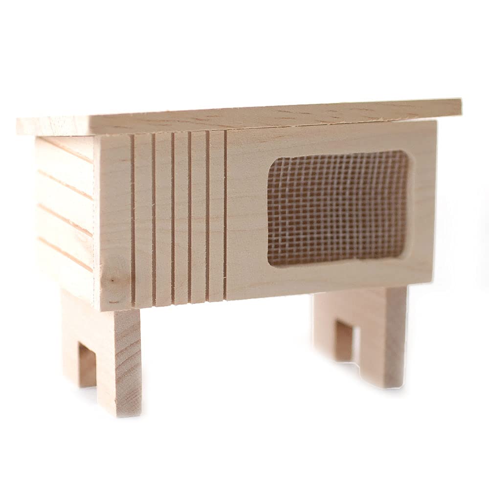1:12 Scale Miniature Wooden Rabbit Hutch Dollhouse Accessory - Opening Doors, Garden Pet Furniture
