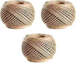 Cordão de Sisal Natural, Kit com 3 Unidades, 2mm, 90 Metros por Rolo, para Artesanato e Decoração
