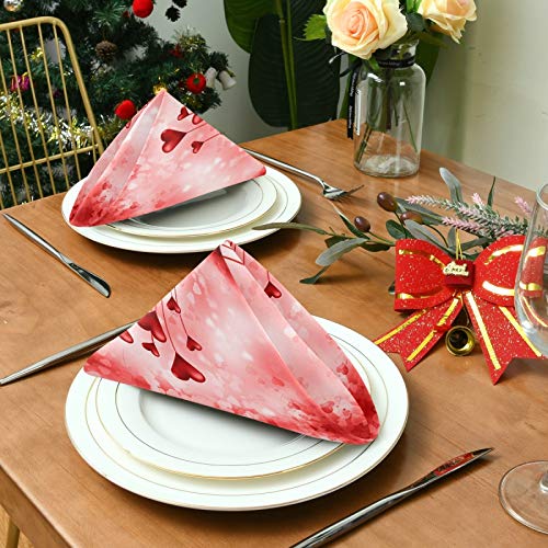 Servilletas de Tela ALAZA rojas con corazones x4 miniatura 3
