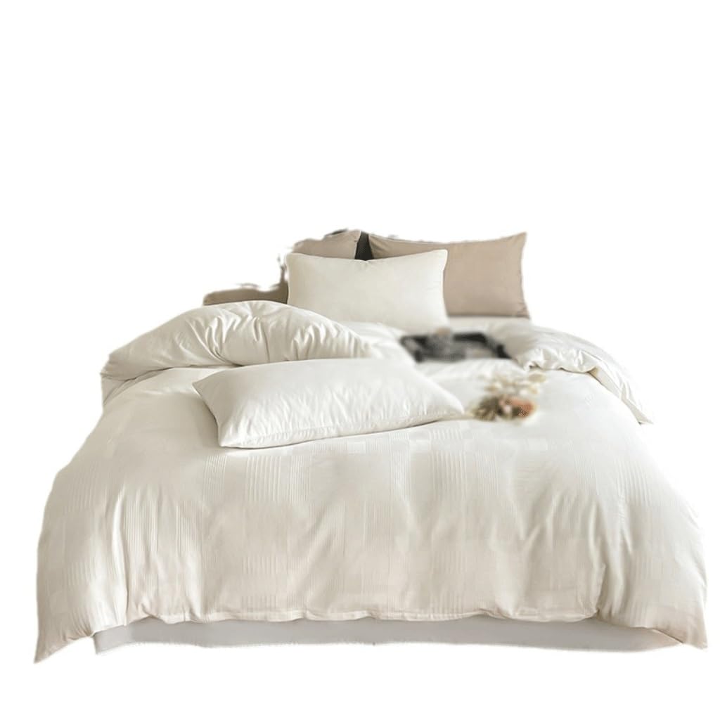 Housse de couette coton pur 200x230 cm avec drap et taies d'oreiller