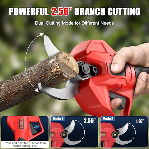 Image of Upgraded Electric Pruning Shears, Big 2.56'' Cutting Diameter Cordless Pruner for Gardening with Dual 2.0AH Batteries & Replacement Blades, Branch Cutter for Tree & Flower Trimming(XH30A)