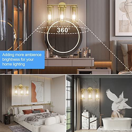 Aipsun 3 Lights Gold Bathroom Light Fixtures, Modern Bathroom Vanity Light, Brushed Brass Bath Wall Mount Lights, Vintage Metal Cage Wall Sconce for Mirror Kitchen Bedroom Hallway Living Room Hallway by Aipsun - Used condition - Image 3