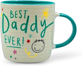 Xpressions Papillon Collection Scribbles Best Daddy Ever Ceramic Coffee Cup Mug 11oz Heat Resistant Novelty Mug for Cappuccino, Latte, Hot Cocoa & Hot Tea | Gift for Birthday & Christmas