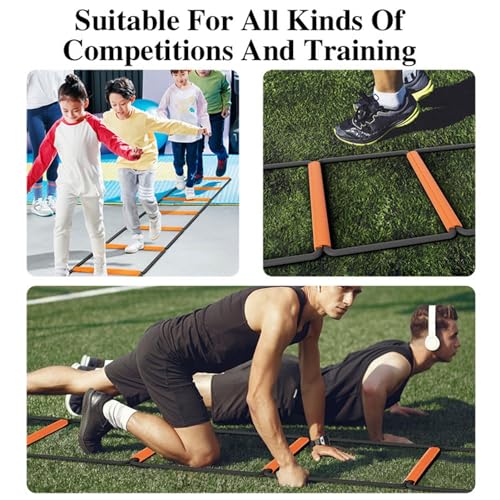 Set di scaletta e ostacoli, leggero e portatile, per esercizi di velocità e footwork, ideale per allenamenti di calcio, basket e atletica