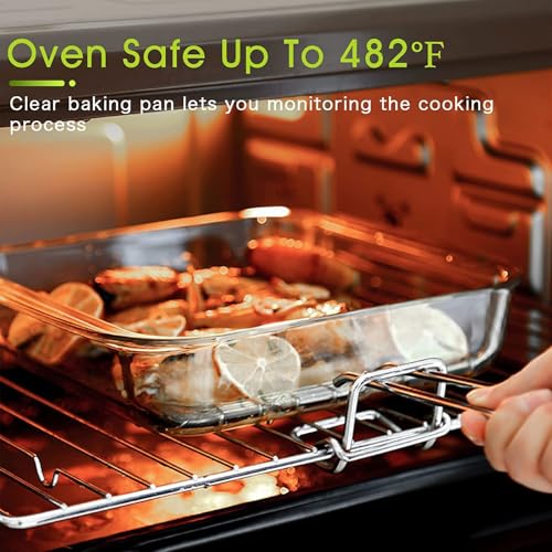 Image of 900ml Square Borosilicate Glass Baking Dish | Microwave, Oven & Air Fryer Safe Clear Glass Bowl | Durable Transparent Cake Mould & Food Container (0.9L, Single Piece) (1)