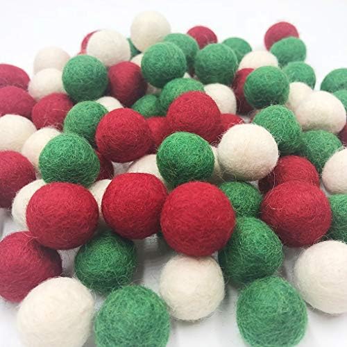 Christmas Felt Balls Red Green White 80pc 2cm DIY Felted Pom Pom Garland Wool Balls