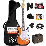 COMPLETE GUITAR KIT FOR BEGINNERS - This all-in-one electric guitar kit includes everything a beginner needs: a full-size 6-string guitar, a 5W amplifier, a gig bag, spare strings, a shoulder strap, and six picks. Perfect for beginners and advanced. ...
