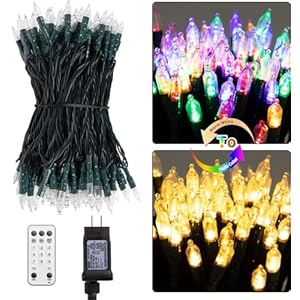 200 LED Christmas String Lights Outdoor 75 Ft. 9 Modes with Remote Timer Dimmer Extendable Mini Fairy Lights Plug in for Indoor Xmas Trees Wedding Decor, Warm White + Multicolored