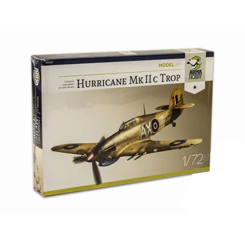 CMO Modellino di Aereo Livery Model Kits, RAF Hurricane MKII C Trop Fighter Plastica Modello in Scala 1:72, Giocattoli e Regali per Adulti, 5.4 X 6.7 Pollici