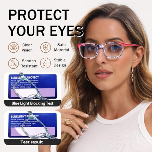 Image of SIGVAN Ladies Reading Glasses Blue Light Blocking Spring Hinge Fashion Pattern Print Eyeglasses for Women