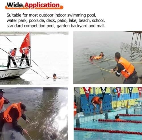 Emergency Telescopic Pool Rescue Hook, 14.8ft Lightweight Fiberglass Safety Tool for Swimming Pools, Water Parks, Beaches, Lakes & Marinas - 1 Pack