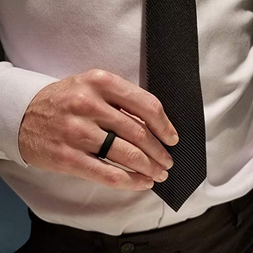Knot Theory Satin Black Silicone Ring for Women Men - Breathable Comfort Fit 4mm Wedding Band Size 11 - Thumbnail 3