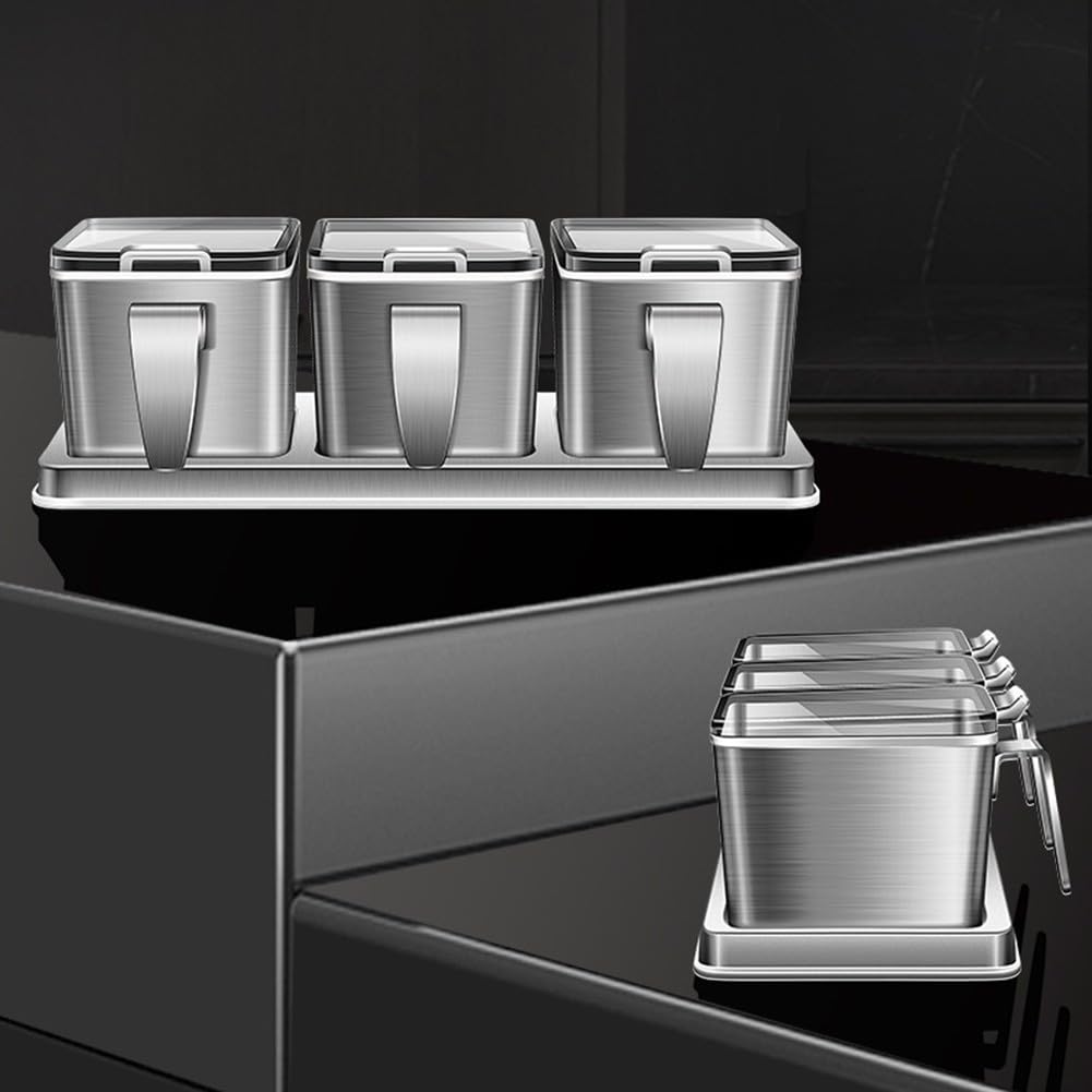 Rangement Épices Acier 3 Cases Anti-Rouille Rangement Épices(three -)