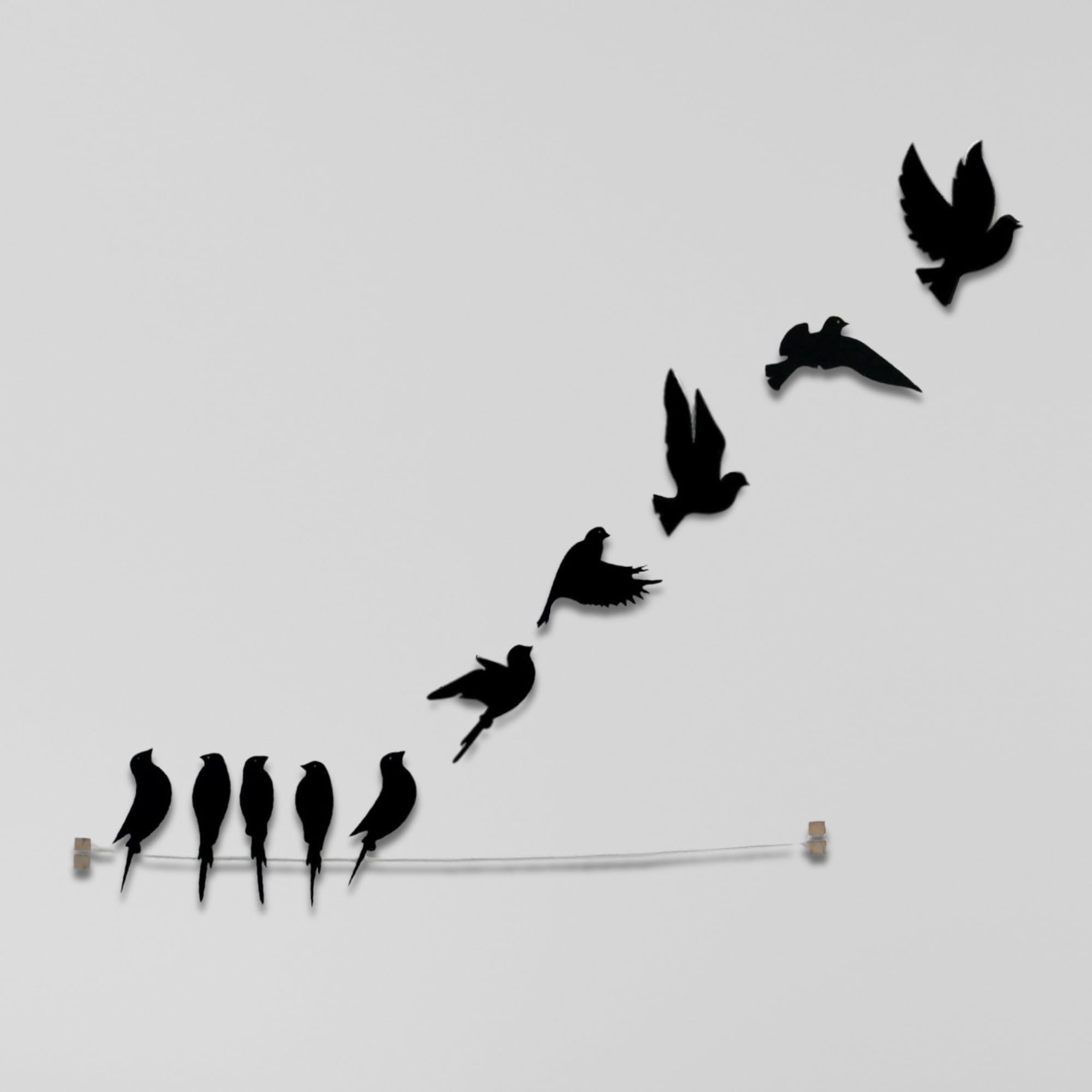 7 Decore | Wooden 3D 10 Pieces Birds on Rope Wall Art Panel | Wall Hanging Art Decoration Item for Living Room, Bedroom, Drawing Room, Dining Room & Office (Black) (B0CNYDYN4Z) Amazon Price History, Amazon Price Tracker