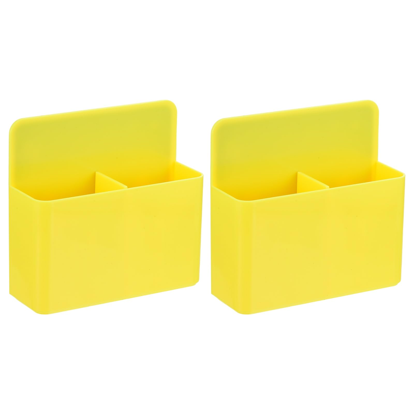PATIKIL 2pcs Magnetic Pen Marker Holders, 125x40mm Dry Erase Marker Pencil Holder Cup Organizer for Classroom Home Office Refrigerator Whiteboard Locker, Yellow, 4.7x4.9x1.6