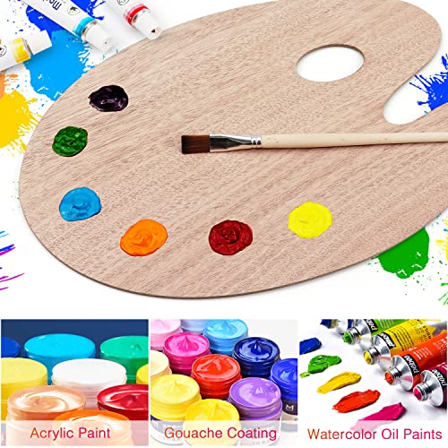 Image of Tamaki Wooden Paint Palette Paint Tray Palettes for Acrylic, Painting Palette Art Pallet for Painting, Thumb Holder Trays for Artist, 1 PCS (Pack of 2)