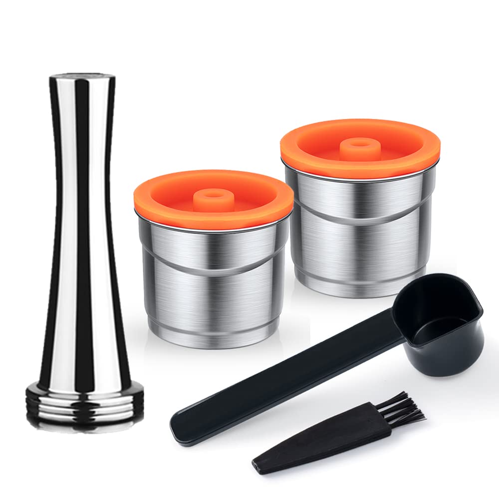 Set di 2 filtri ricaricabili per cialde di caffè e tamper compatibili con la macchina Illy IperEspresso X7.1 Y5 (2 capsule di caffè e 1 tamper)