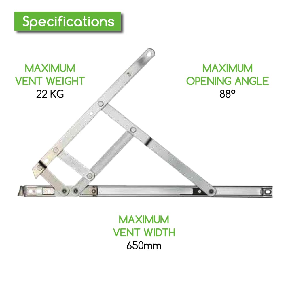 Genius® 12" (300mm) Retrofit UPVC Window Friction Stay Egress Easy Clean Hinges Side Hung (One Pair) - Image 3