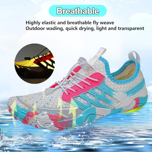 Image of Beach Water Shoes for Women Men Quick Dry Non-Slip Wide Toe Hike Barefoot Footwear for Beach Pool Aqua Swim Surf Walk