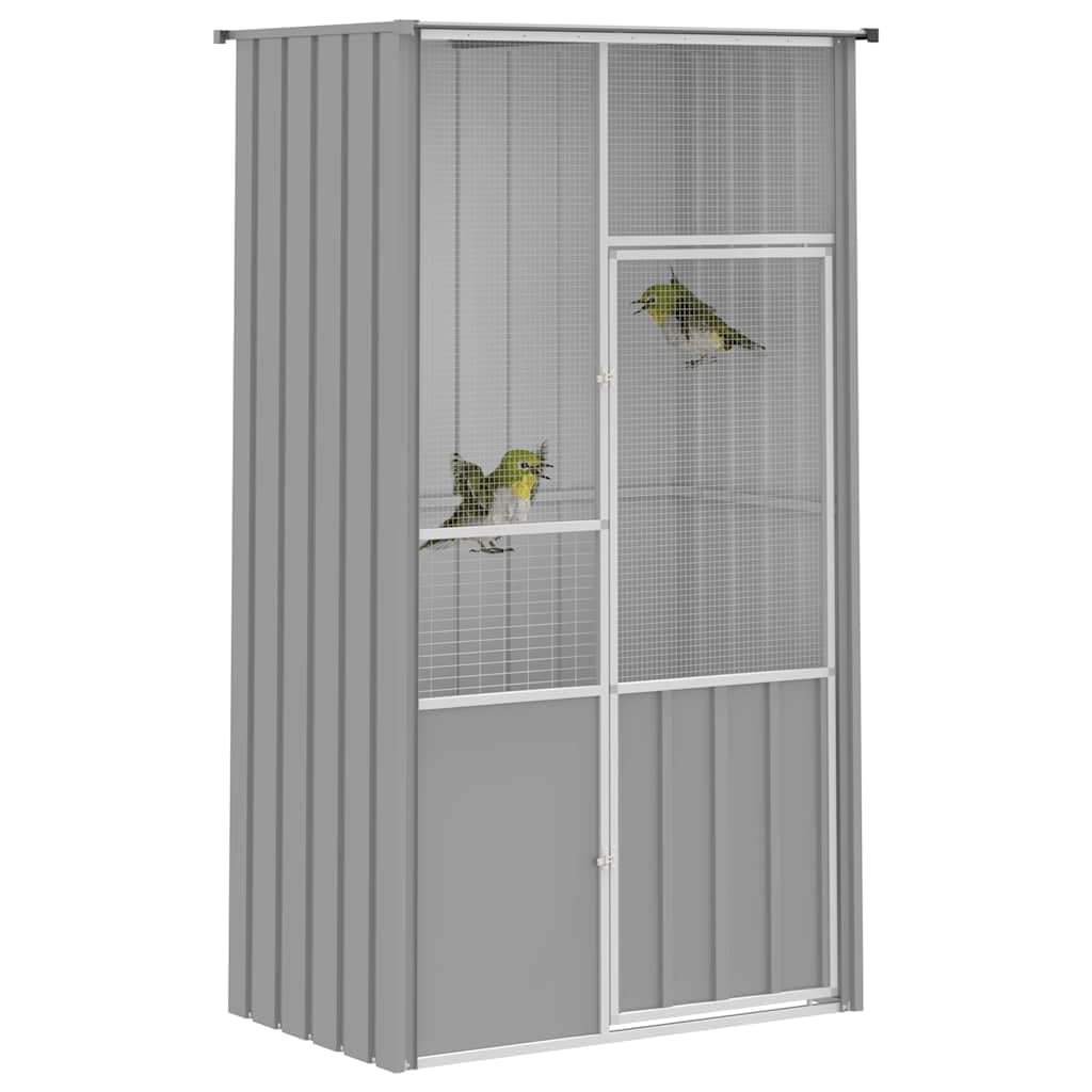 Generisch Voliere Grau 115x78x200 cm Verzinkter Stahl,Tier- & Haustierbedarf,Haustierbedarf,Vogelbedarf,Vogelkäfige & -ständer-172343